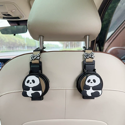 Car cup holder/beverage holder | Rear Seat Tea Cup - two-in-one-water-cup-holderhook-beige-panda-1-2-pieces