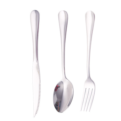 Western knife, fork and spoon set, three-piece set, household steak knife and fork, two-piece set, stainless steel steak knife, adult tableware