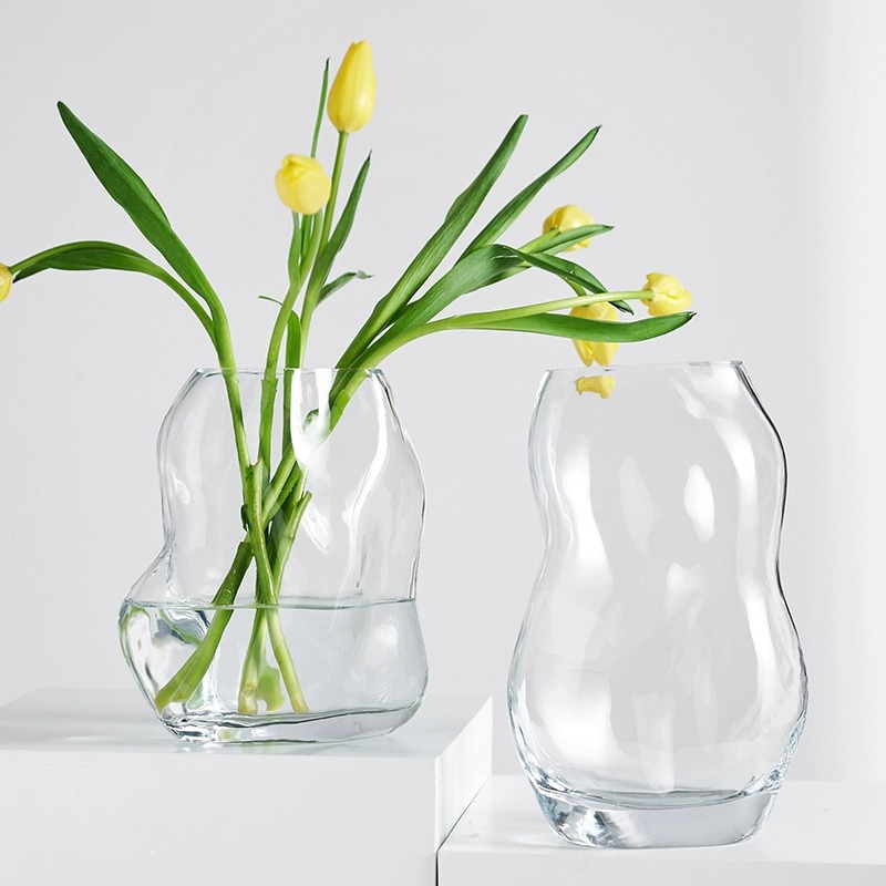 Moderno simple jarrón de vidrio transparente Luz de lujo sala de estar mesa de comedor arreglo floral decoración hidropónico decoración de flores artesanías