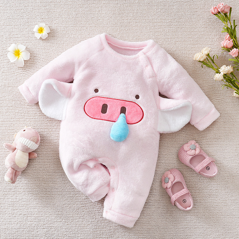 Winter flannel children's cartoon warm overall to go out