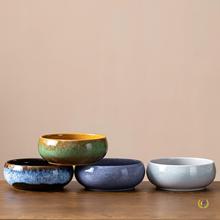 □大号铜钱花盆碗莲水培植物无孔简约陶瓷中式茶洗建水笔洗水盂家