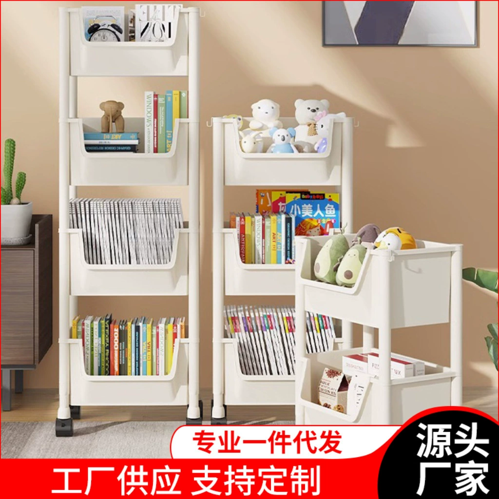 Мобильная книжная полка-стеллаж для хранения детских игрушек, многоярусная тележка-органайзер, настольный книжный шкаф с универсальными колесами