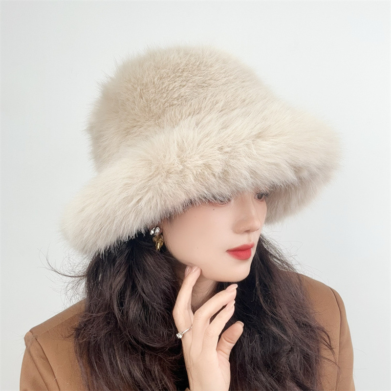 Lyxig vinter bucket hat i fuskpäls unisex_voghion.com