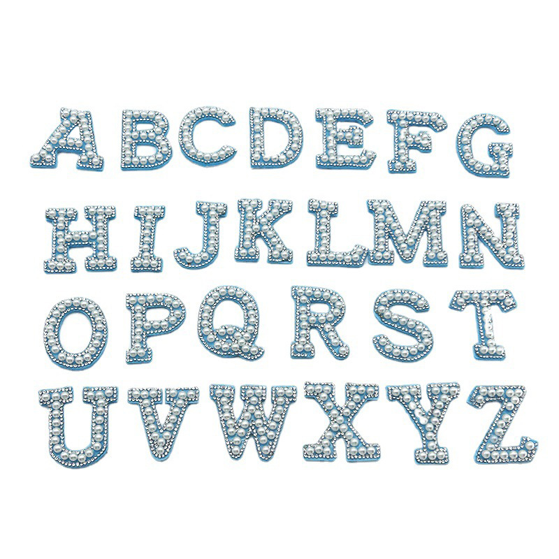Granel 26 letras inglesas de perlas de diamante pegatinas de patrón de letras pegatinas de tela no tejida pegatinas diy accesorios de joyería pegatinas de perforación