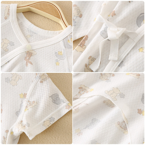 Newborn half-back summer bamboo fiber short baby crawling clothes breathable and comfortable baby long crawling bag fart clothes thin section