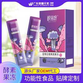 厂家定制条状蓝莓石榴酵素果冻 益生菌果蔬孝素吸吸果冻贴牌代工
