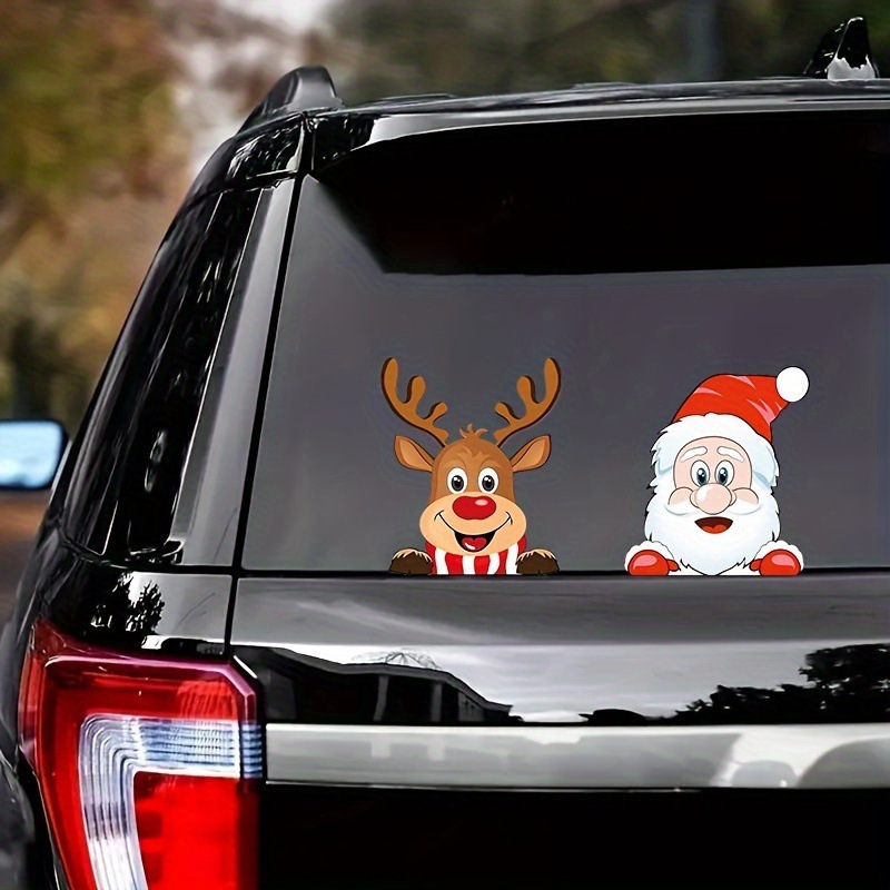 メリークリスマス車両ステッカー防水サンタクロースとトナカイウィンドウデカール車のコンピュータステッカー|undefined
