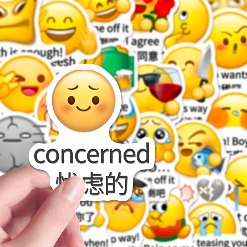 71张趣味emoji学英语贴纸小黄豆表情包贴画装饰笔记本手机壳防水|undefined
