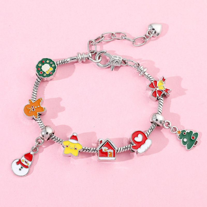 Cross-border European and American Christmas Tree Snowman Pendant Bracelet Panjiadora dly Small Fresh Jewelry Wholesale