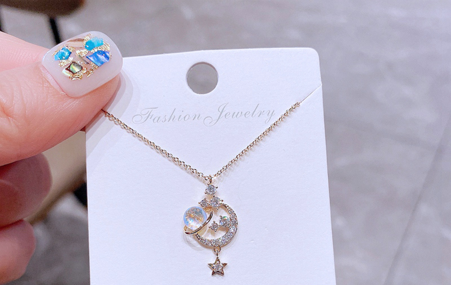 fantasy colored glaze planet fashion clavicle chain copper plated gold necklace