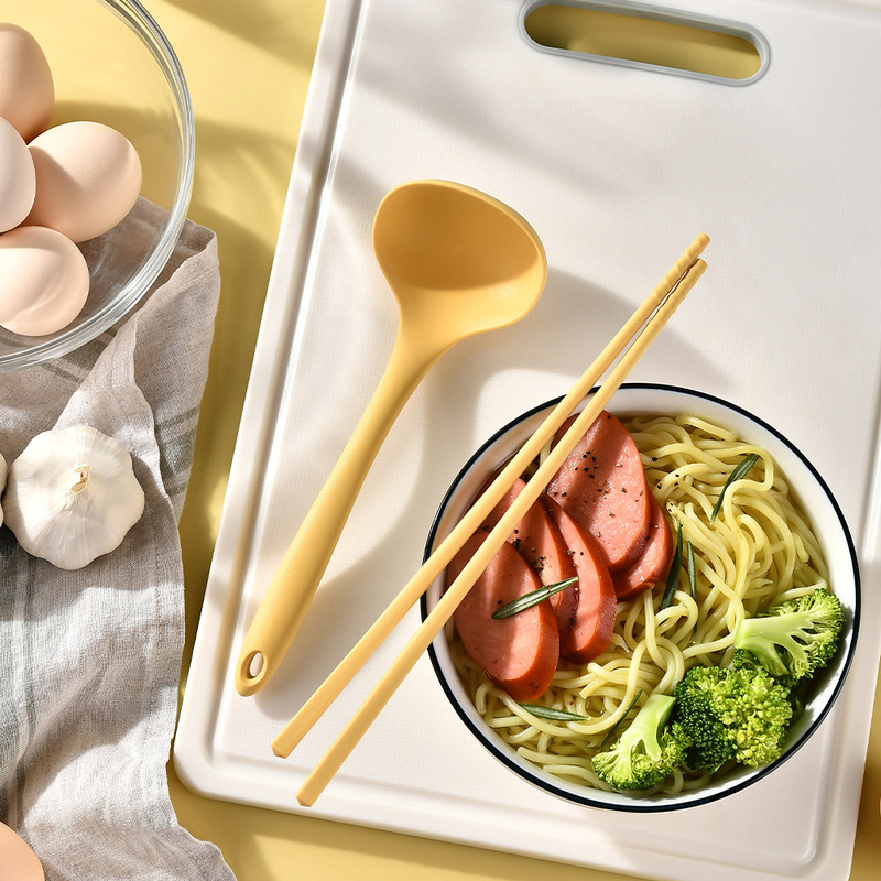 国境を越えたシリコン箸スプーンセット家庭用ラーメン箸スプーン2点セット食器シリコン箸スプーン|undefined