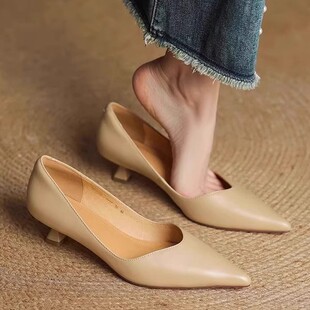 Soft Goatskin French Pointed Toe Versatile Commuter Shoes for Women 2025 New Soft Sole Elegant High-End Non-Tiring High Heels