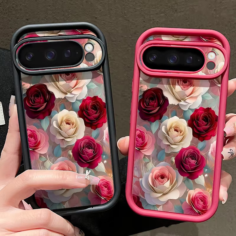 Colorful Rose 10, compatible with Google Pixel 9 Pro XL phone case, 8A tiered design, 7-layer drop-proof soft case