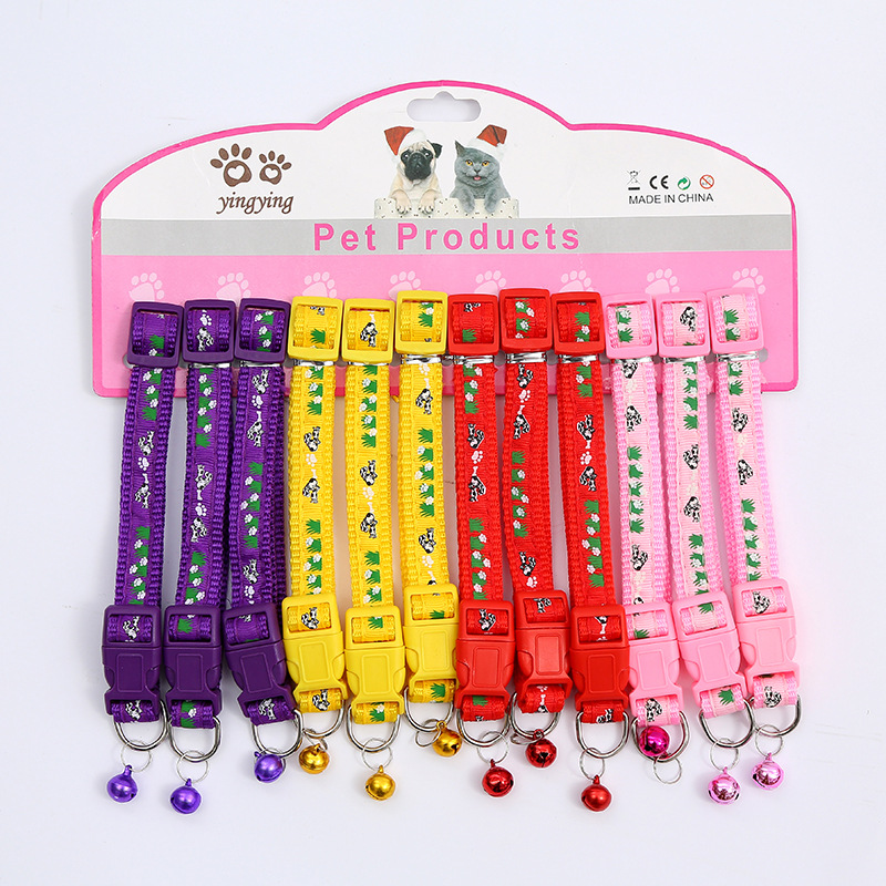 Transfronterizos nuevos collares de impresión de mascotas gatitos perros collares de dibujos animados coloridos 1.5 collares de mascotas pequeños al por mayor