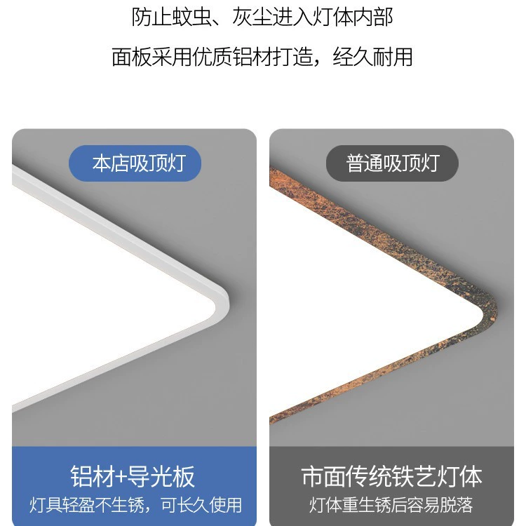 Ultra thin ceiling light, rectangular modern and minimalistic lamp for living room, lights, combined set, comfortable light spectrum, simple cut