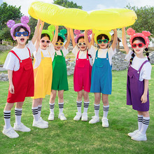 小学生校服夏季班服彩虹色运动服儿童六一演出服套装幼儿园园服夏