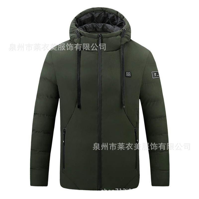 電気加熱綿服ダブルコントロール11区冬カジュアルファッション厚手純色コートusb充電保温綿服|undefined