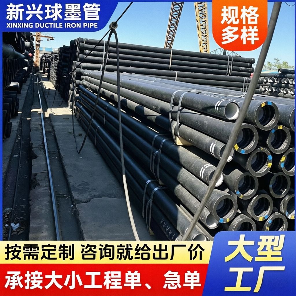 广东新兴球墨铸铁管DN80-DN2200市政给水排水K9离心浇铸球墨管