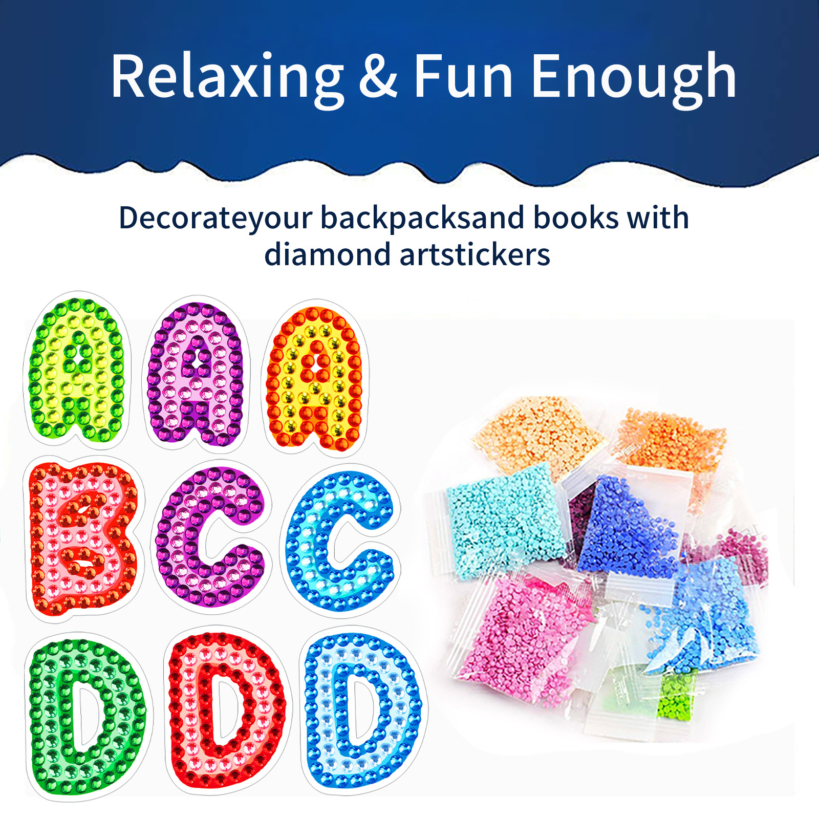 Pegatinas educativas DIY de diamantes con alfabeto inglés de 26 letras para niños, arte transfronterizo, venta al por mayor