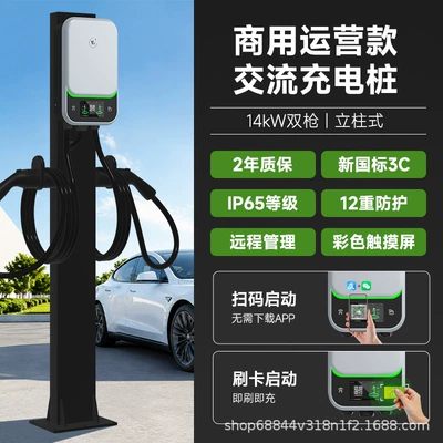 Laichong Commercial Dual-Gun 7Kw New Energy Elektrikli avtomobil şarj cihazları - column-type-with-screen-free-on-baidu-scan-the-qr-code-and-swipe-the-card