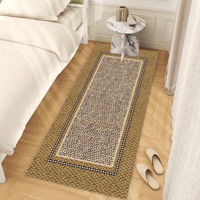 Vintage-Teppich im nordischen Boho-Stil mit minimalistischen Streifen, rechteckige Fußmatte für Schlafzimmer und Bett._voghion.com