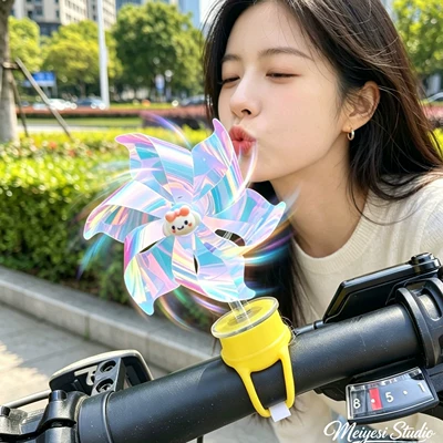 Bicycle electric two-wheeler windmill Car ornaments - transparent-lights-can-be-turned-on-electric-vehicle-windmill-strap-version