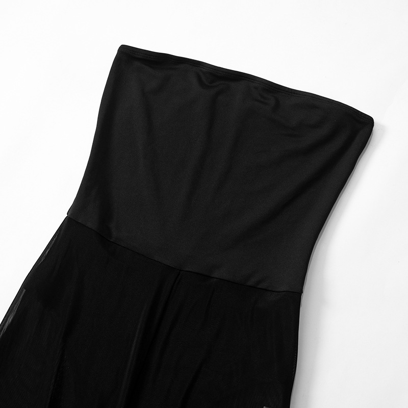 Women Clothing Autumn Winter Sleeveless Slim Fitting Patchwork See through Jumpsuit