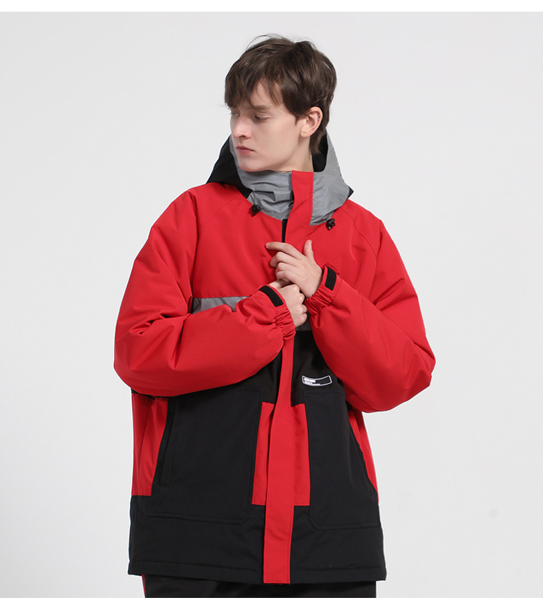 New snowsuit women's jacket warm clip cotton waterproof double board equipment reflective snowsuit men_voghion.com