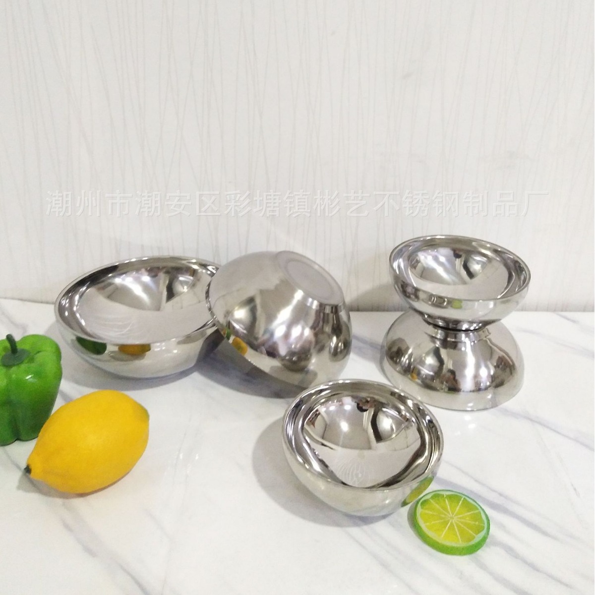 Welded Edge Bowl, Stainless Steel Double-Layer Glossy Bowl, Heat-Insulated Bowl, Anti-Scalding and Drop-Resistant Bowl, Children's Bowl, Meal Bowl, Soup Bowl, Rice Bowl
