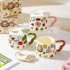 かわいいアニメ動物マグカップクリエイティブ陶磁器カップお土産誕生日プレゼント女子朝食カップコーヒーカップ