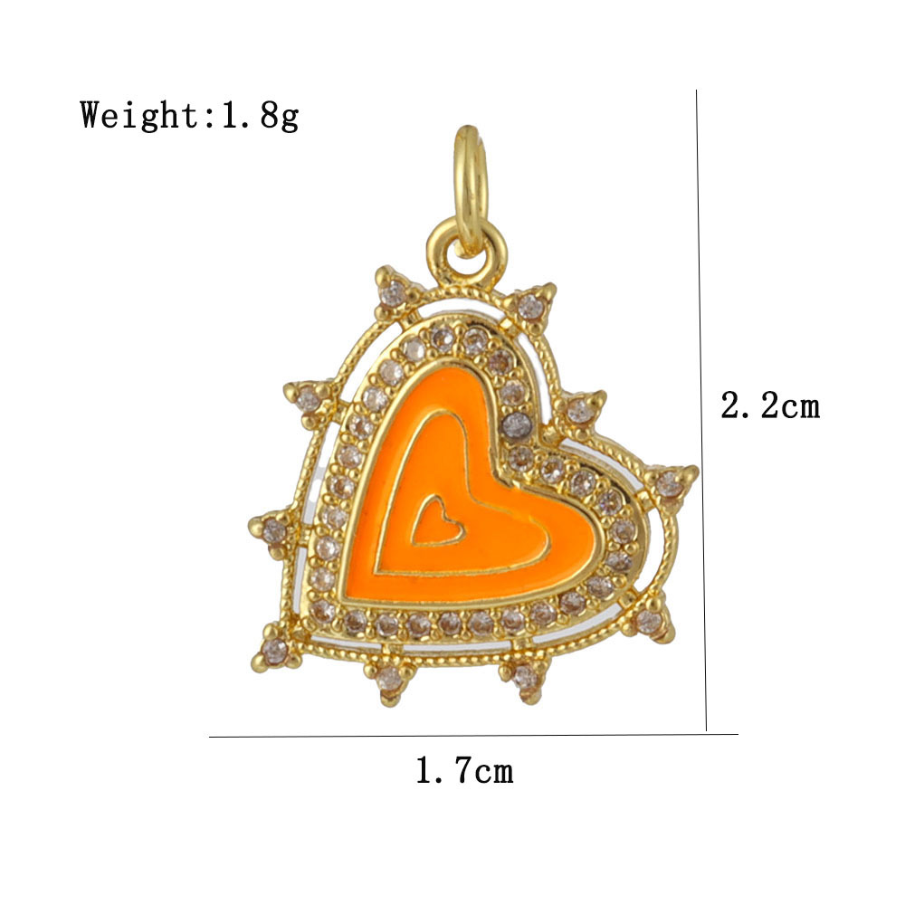2g Weight Pendant Jewelry Making Type 14*16MM Jewelry Making Size Zircon Inlay Material DIY Jewelry Accessories Classification 1 Piece Quantity Copper Material Halloween Festival Dinosaur, Heart Shape, Bat Pattern Plating, Inlay Design IG Style Style 1 Piece 14*16MM Copper Zircon Dinosaur Heart Shape Bat Pendant 26