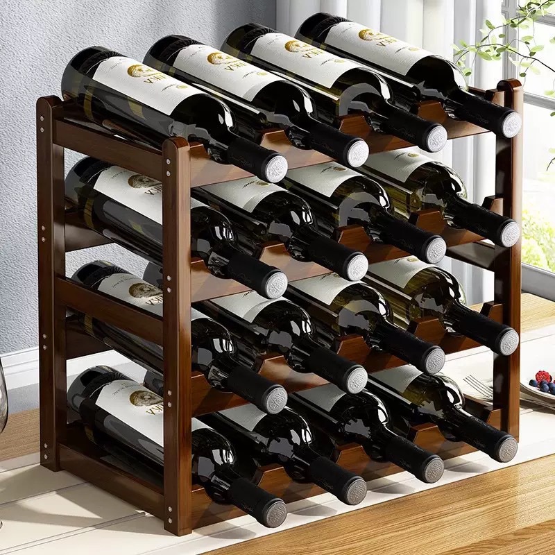 Simple Wine Rack Storage Shelf, Nanmu Wine Cabinet, Red Wine Display Rack, Home Decor, Bar Counter Small Wine Display Rack