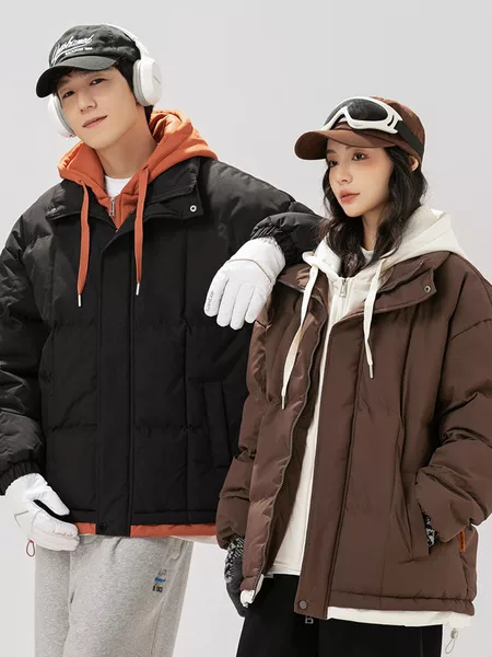 Winter hooded thickened puffer jacket for men and women, loose-fitting couple's warm cotton coat, trendy sports outerwear, slim-fit style