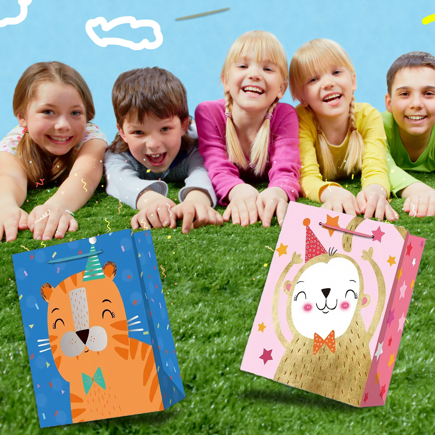 纸质手提袋礼品袋简约风格生日礼物袋伴手礼袋婚礼插花袋购物纸袋