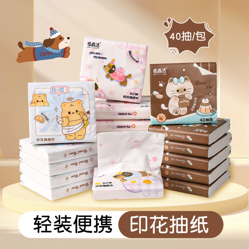 Cartoon Fashion Printed Tissue Paper 40 Cute Removable Small Pack of Paper Towels for Home and Office Napkins Cartoon Fashion Printed Tissue Paper 40 Cute Removable Small Pack of Paper Towels for Home and Office Napkins