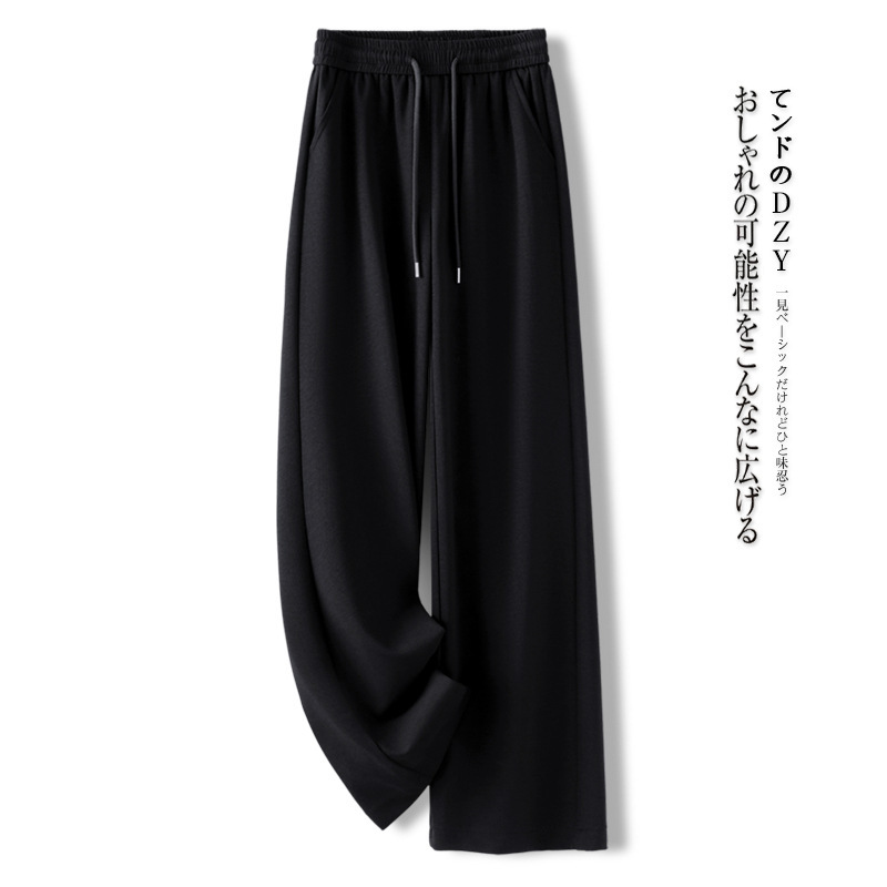 灰色阔腿裤女春秋季2025新款高腰宽松卫裤今年流行爆款直筒运动裤|undefined