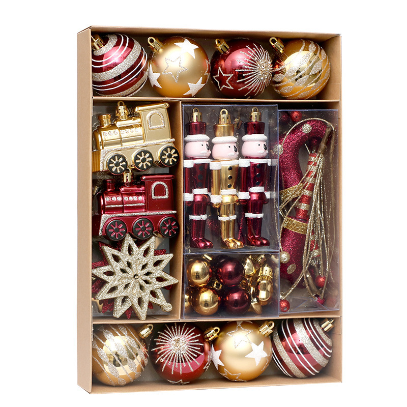 クリスマス装飾品50pcs酒紅金彩色クリスマスボールセット飾りクリスマスツリー装飾ストラップ|undefined