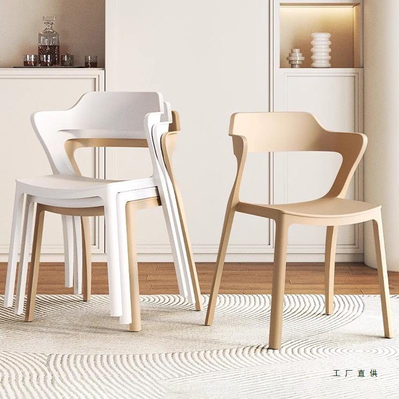 餐椅家用塑料加厚餐桌椅子现代简约客厅扶手椅餐厅可叠放凳子靠背
