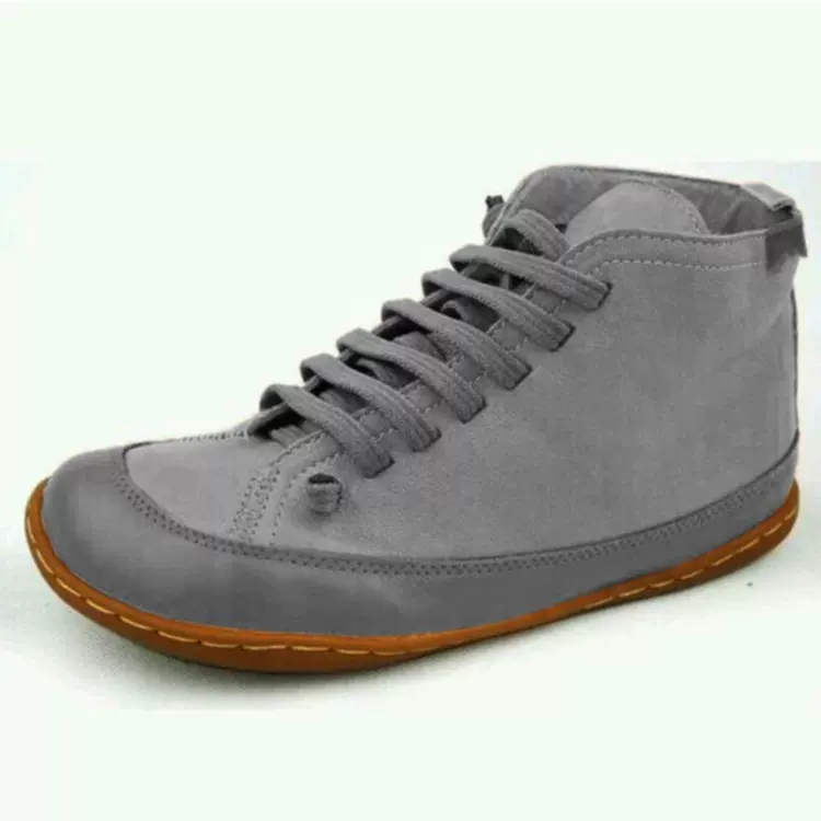 亚马逊外贸高帮平底单鞋女2022秋冬新款圆头系带拼色大码休闲女鞋