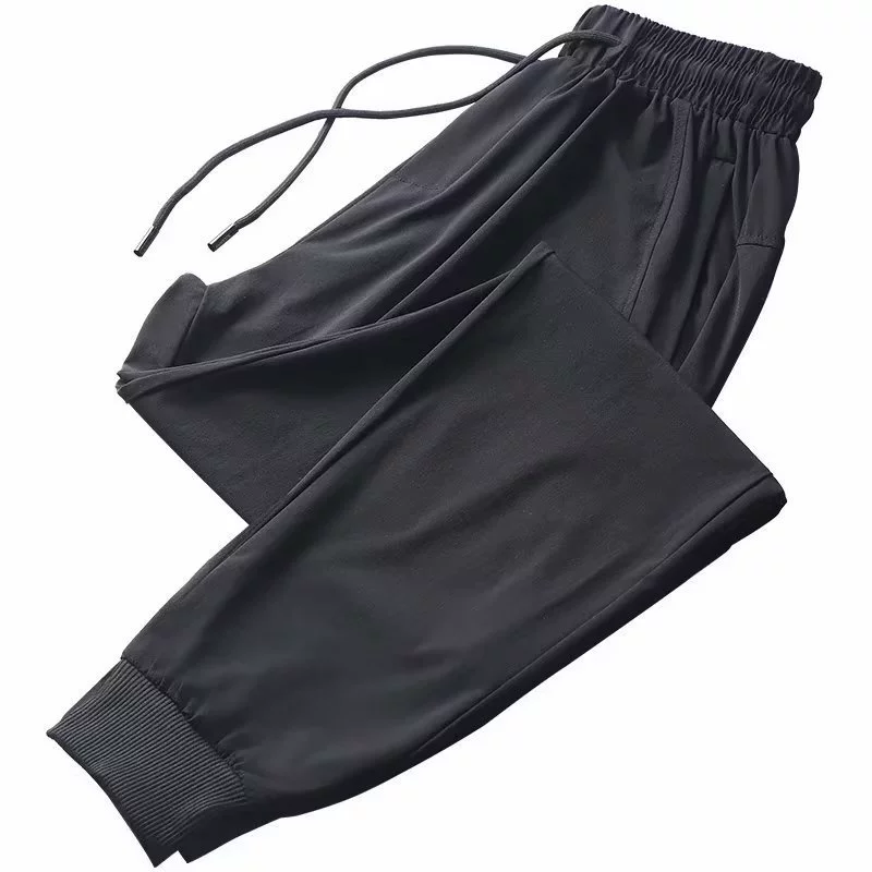 Silk thin men's comfortable elastic breathable trousers for leisure, autumn, oversize