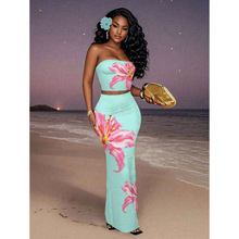 I 88571 Floral Off-shoulder Dress ����¶�糤ȹ�羳����ͨ