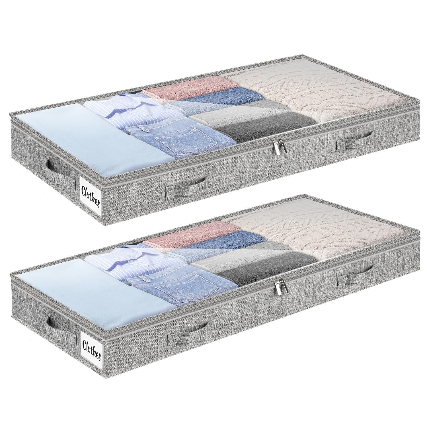 Amazon Under-Bed Storage Drawer Lightweight Under-Bed Clothing Storage Container Box with Transparent Lid Under-Bed Storage Box
