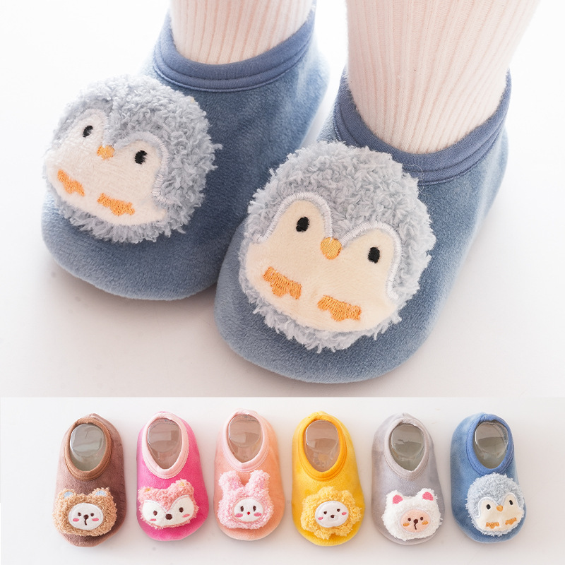 Flannel warm autumn and winter thickened floor socks boys and girls baby early education non-slip home baby socks soft bottom children's socks