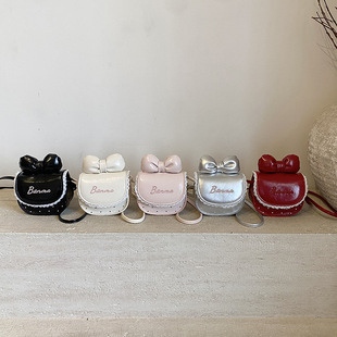 Children's Mini Crossbody Shoulder Bag Cute Bow Bag Women's Versatile High-Looking Women's Polka Dot Lipstick Coin Purse