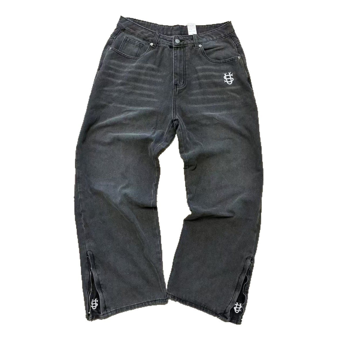 Men's Clothing European And American Men's Retro Washed Embroidered Straight Jeans_voghion.com