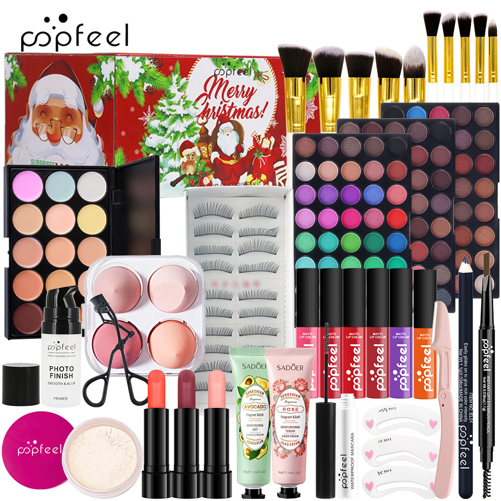 Set de Cosméticos Navideños POPFEEL, Maquillaje para Niñas, Actuación Navideña, Éxito de Ventas Transfronterizo, Sombras de Ojos Coloridas