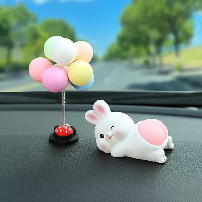 decoration center console ornaments cute | Car ornaments - little-rabbit-macaron-balloon