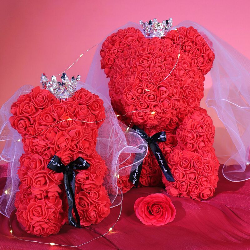 Everlasting Flower Artificial Rose 25cm Foam Flower Bear Valentine's Day Doll Valentine's Day Gift 520 Birthday Gift Everlasting Flower Artificial Rose 25cm Foam Flower Bear Valentine's Day Doll Valentine's Day Gift 520 Birthday Gift