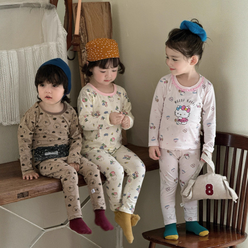 2026 Autumn New Children's Class a Pure Cotton Autumn Clothing Set Home Wear Suit for Boys and Girls Baby Soft Pajamas
