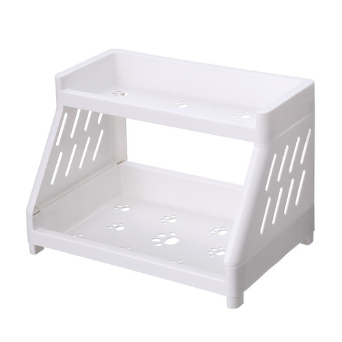 Desktop storage rack cartoon cat paw storage rack double-layer cosmetics jewelry storage rack bathroom kitchen supplies rack